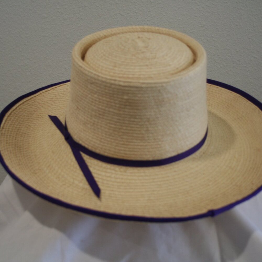 Sun Body Reata Hat 6 7/8 (55) Woven Straw Purple Ribbon - Picture 8 of 9